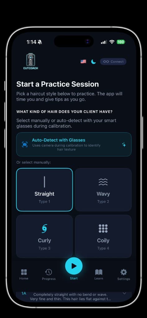 Guided session screen